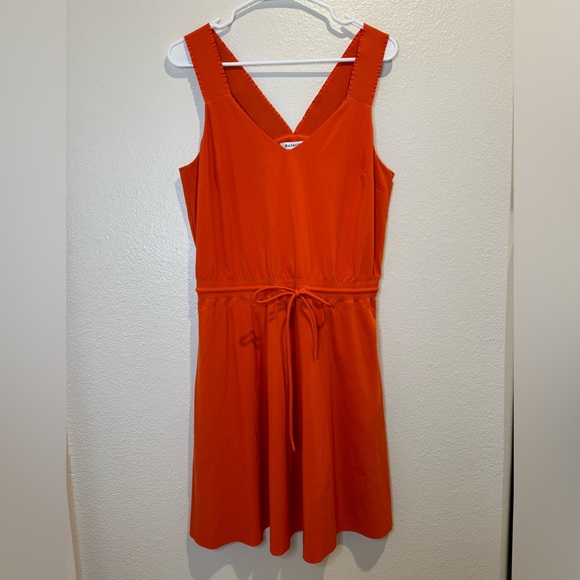 Athleta Savannah Strap Mini Athletic Tie Waist Dress Orange Size M - Picture 2 of 5